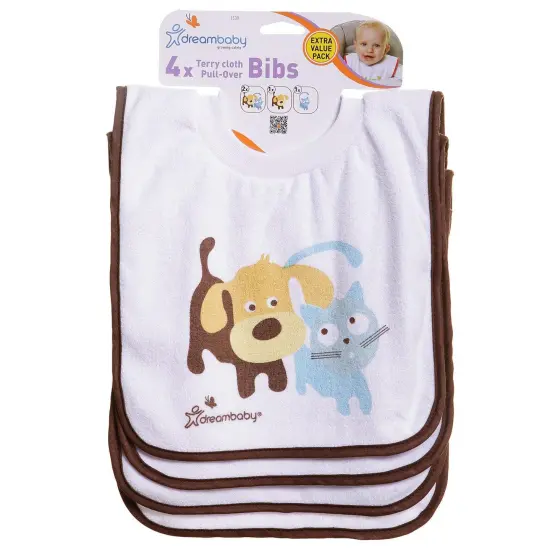 Terry Cloth Pullover Bibs - 4 Pack Cute Pets {1}