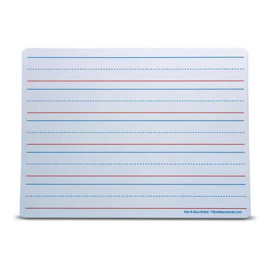 Magnetic Dry Erase Learning Mat, Two-Sided Red & Blue Ruled/Plain, 9" x 12", Pack of 12 {1}