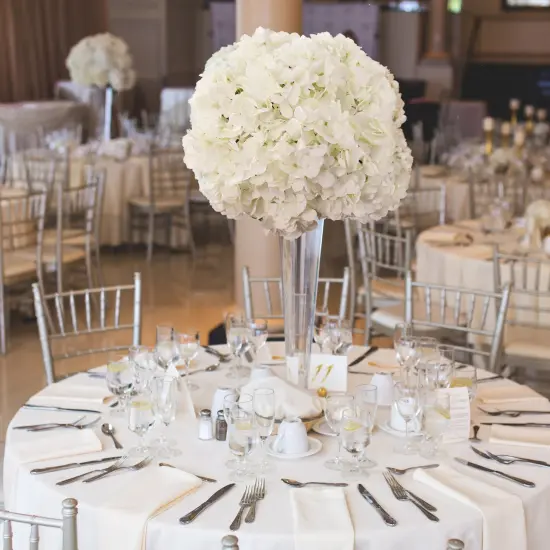 Luxurious White Artificial Hydrangea Bouquet - 20" Full Bloom, Set of 7 Stems, Perfect for Wedding Decor & Home Accents, Floral Home by Artificial Flowers {6}