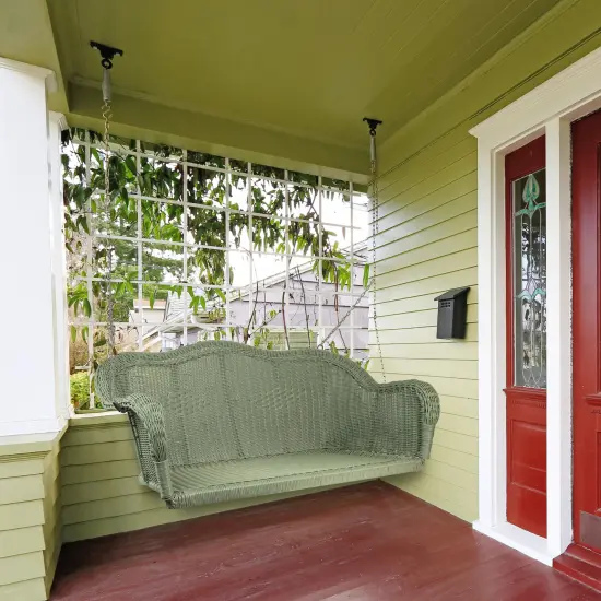 Northlight Hand Woven Resin Wicker Porch Swing with Chain - Green {3}