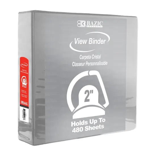 Slant D Ring View Binder with 2 Pockets, 2", Gray, Pack of 6 {2}