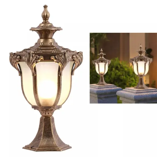 Vintage Pillar Light Garden Waterproof Outdoor Column Lamp Yard Post Lamp Bronze {1}