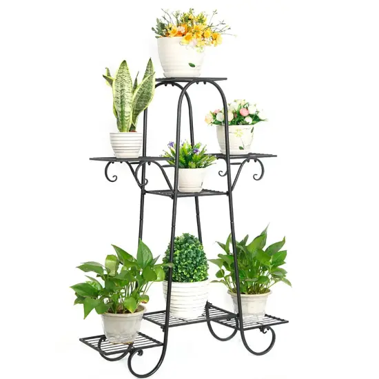 7 Tier Extra Large Indoor Metal Plant Stand Shelf Anti Rust Garden Flower Rack {1}