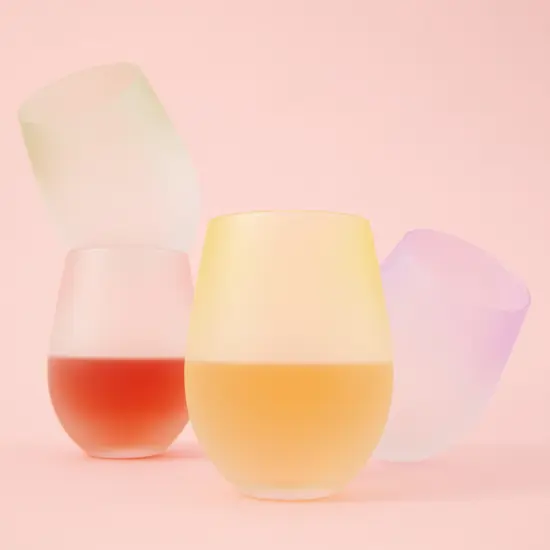 Frosted Ombre Stemless Wine Glasses Blush {2}