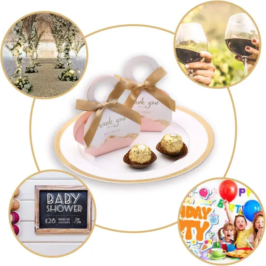 50 Pink Wedding & Party Favor Gift Boxes with Ribbons {4}