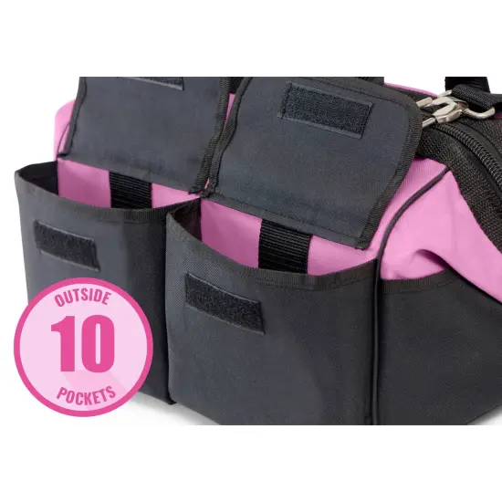 Pink Power Pink Tool Bag for Women -16" Tool Tote Bag w/ 22 Storage Pockets - Womens Small Tool Bag Ladies Tool Box for Hand Tools, Power Tool Kits & More - Womens Zipper Toolbag Tool Caddy Organizer {3}