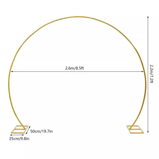 7ft Gold Metal Wedding Arch Backdrop Stand Round Flower Wreath Frame Party Decor {5}