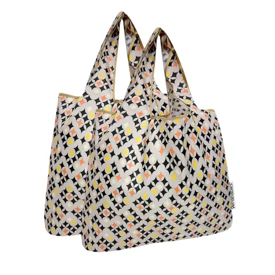 Wrapables Medium Foldable Tote Nylon Reusable Grocery Bag (Set of 2), Starry Gray {1}