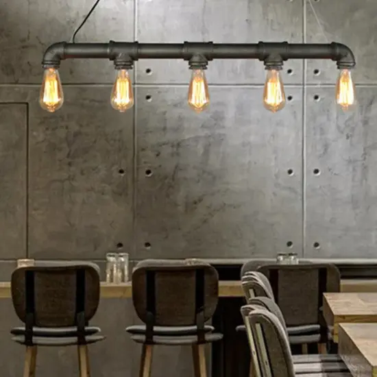 Industrial Retro Water Pipe Pendant Lamp 5-heads Steampunk Rustic Ceiling Light {4}