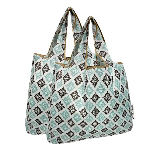 Wrapables Medium Foldable Tote Nylon Reusable Grocery Bag (Set of 2), Wallpaper {1}