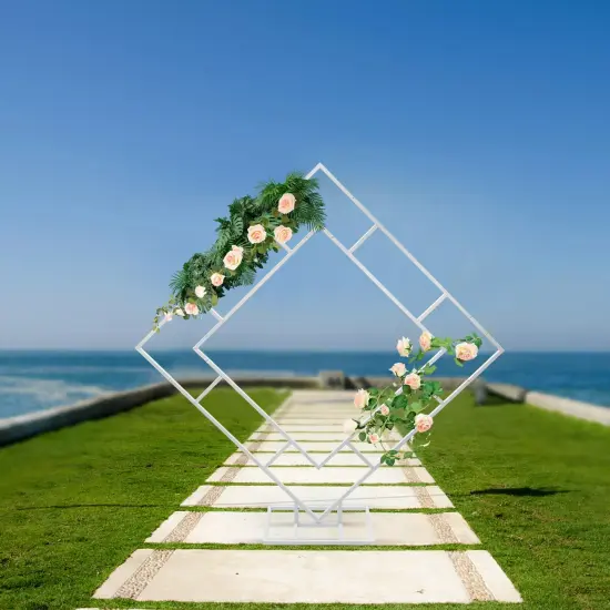 6.6FT Frame Rack Wedding Backdrop Stand White Metal Wedding Balloon Arch Kit {1}