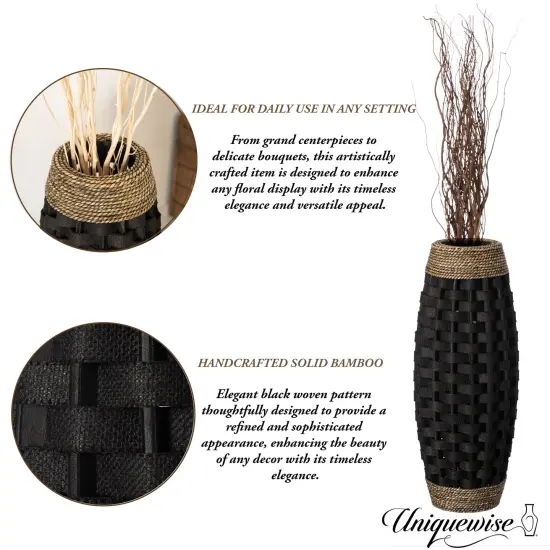 Rustic Tall Floor Vase - 24-inch Handcrafted Black Woven Vase, Decorative Accent for Home Decor, Living Room, and Entryway, Ideal for Displaying Flowers, Pampas Grass, and Dried Florals and Branches {3}