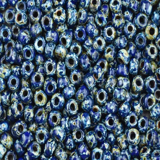 Opaque Cobalt Picasso Miyuki Seed Beads - Miyuki 4518 {1}