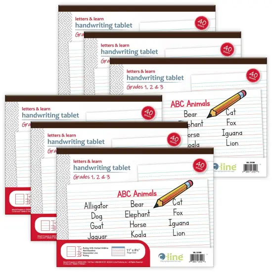 Letters & Learn Handwriting Tablet, 40 Sheets, 11" x 8-1/2", Pack of 6 {1}