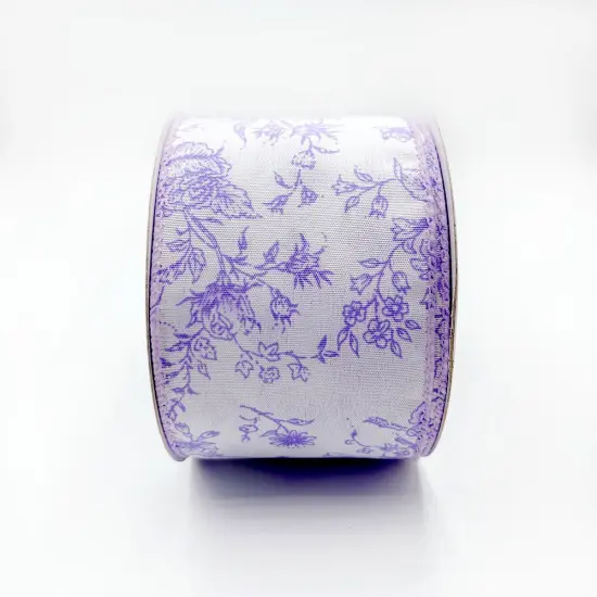 Designer’s Shop Rose Floral wired edge ribbon, 2.5” x 10 yard, Holiday and Wedding Ribbons Lilac {2}