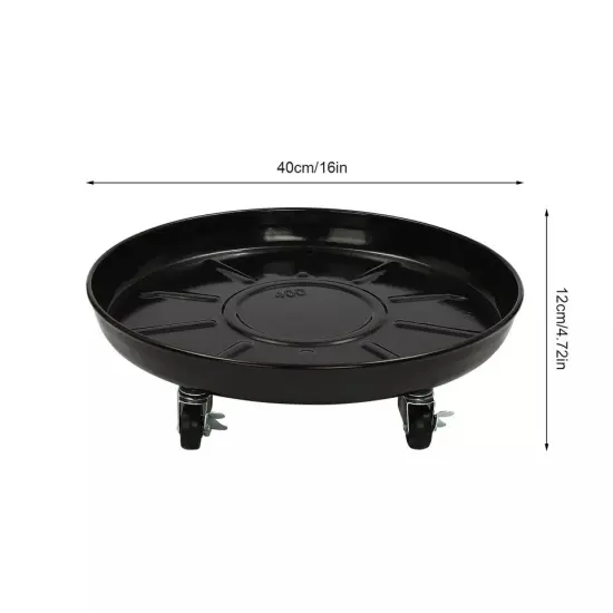 16" 3pcs Plant Stand Flower Tray Shelf Planter Cart Trolley with Lockable Wheels {3}