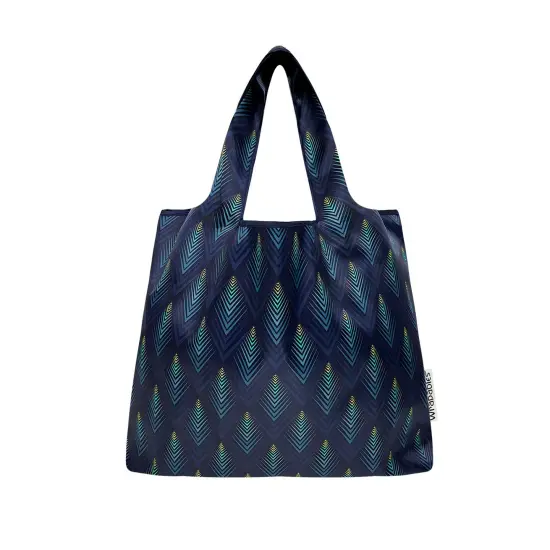 Wrapables Medium Foldable Tote Nylon Reusable Grocery Bag (Set of 2), Blue Echo {5}