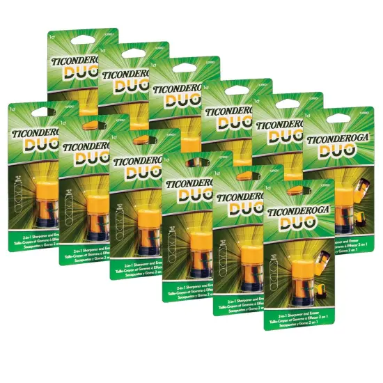 DUO Sharpener/Eraser, Green and Yellow, Pack of 12 {1}