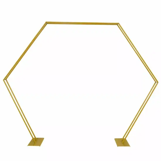 Hexagon Metal Wedding Arch Frame Garden Arbor Flowers Balloon Backdrop Stand {3}