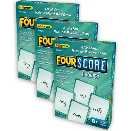 Four Score Card Game: Phonics, Pack of 3 {1}