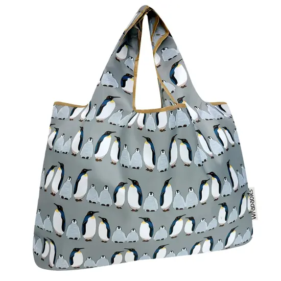 Wrapables Large Foldable Tote Nylon Reusable Grocery Bags, Penguins {1}