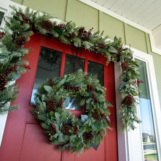 9 ft. Artificial Christmas Garland with Lights - Winter Frost {4}