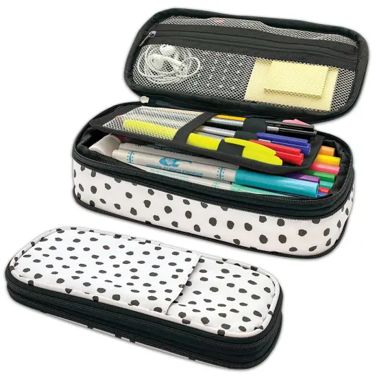 Black Painted Dots on White Pencil Case, Pack of 3 {4}