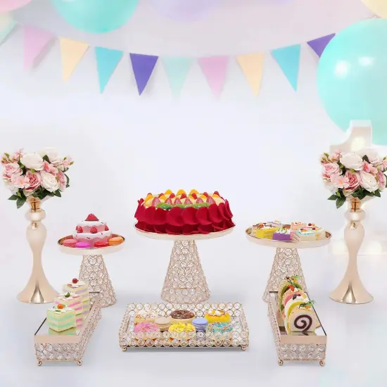 8 PCS Cakes Stand Set Crystal Cupcakes Plate Holder Display Tower Party Wedding {1}
