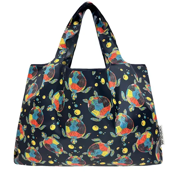 Wrapables Large Foldable Tote Nylon Reusable Grocery Bags, Sea Turtles {3}