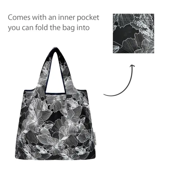 Wrapables Medium Foldable Tote Nylon Reusable Grocery Bag (Set of 2), Gingko {5}