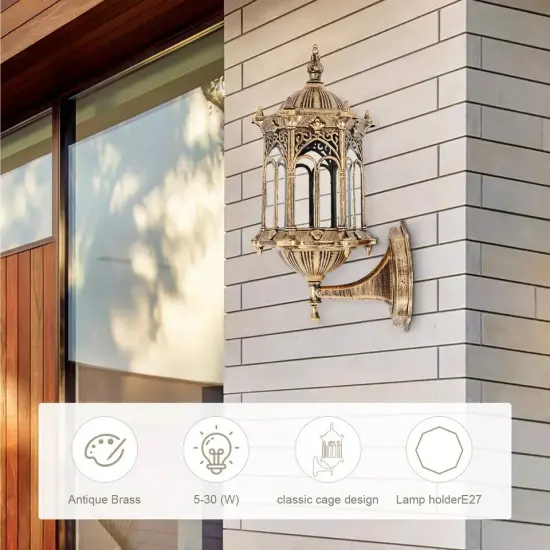 Outdoor Retro Exterior Wall Light Fixture Shade Lamp Lantern Sconce Porch Light {4}