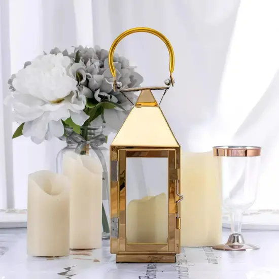 GOLD 8" tall Metal Lantern Candle Holder Party Wedding Home Events Centerpieces {3}