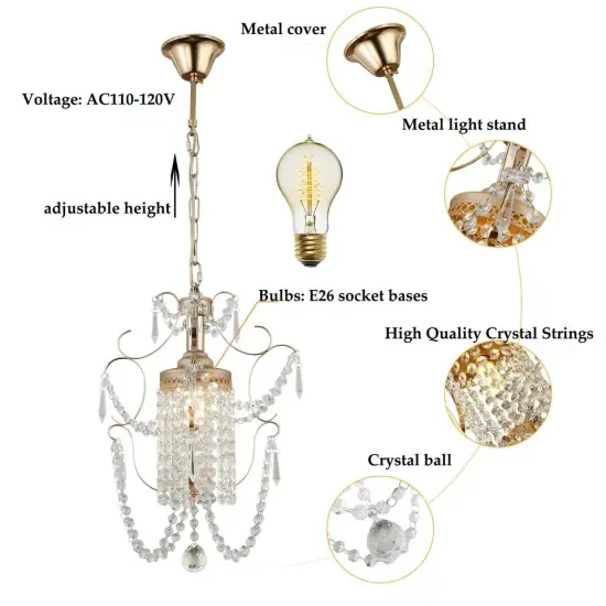 Modern Vintage Crystal Pendant LED Ceiling Lighting Lamp Chandelier Fixture {4}