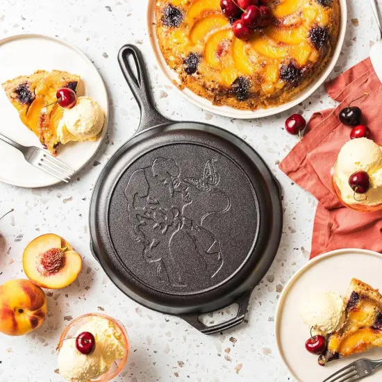 Lodge Cast Iron Skillet, Dolly Parton Profile and Butterfly Design Seasoned Cookware for Home or Camp Kitchen, 10.25 in dia {6}