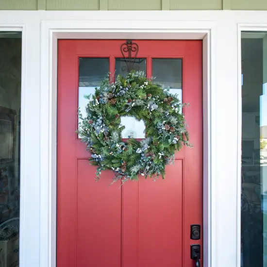 Lighted Christmas Wreath - Rustic White Berry {4}