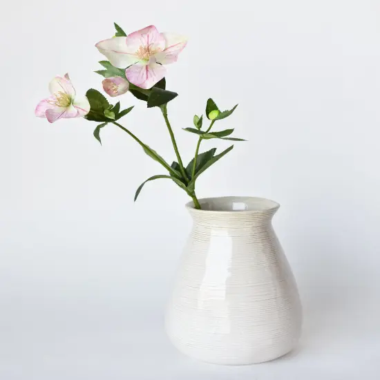 25" Faux Helleborus Stem Pink / Green {5}