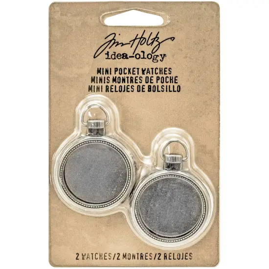 Idea-Ology Metal Mini Pocket Watch Frames 1" 2/Pkg-Antique Nickel {1}