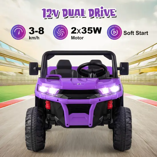 12V Kids Ride On Truck Car with Remote Control and 2 Seaters {5}