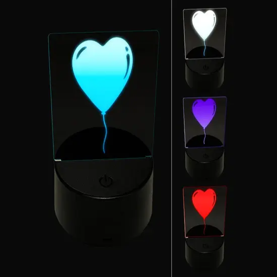 Heart Balloon Valentine's Day 3D Illusion LED Night Light Sign Nightstand Desk Lamp {1}