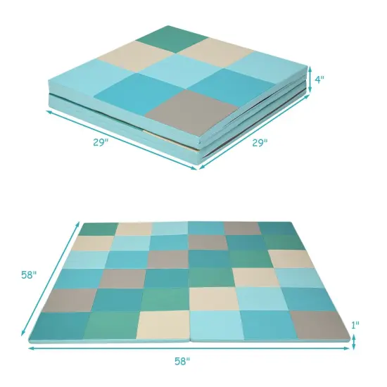 58 Inch Light Blue Folding Activity Foam Floor Play Mat {5}
