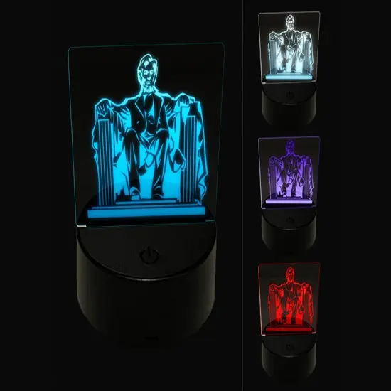 Lincoln Memorial United States of America Landmark Statue 3D Illusion LED Night Light Sign Nightstand Desk Lamp {1}