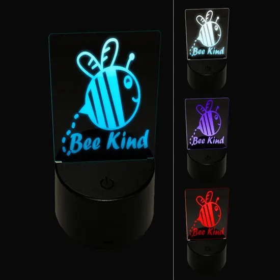 Be Kind Bumble Bee Kindness 3D Illusion LED Night Light Sign Nightstand Desk Lamp {1}