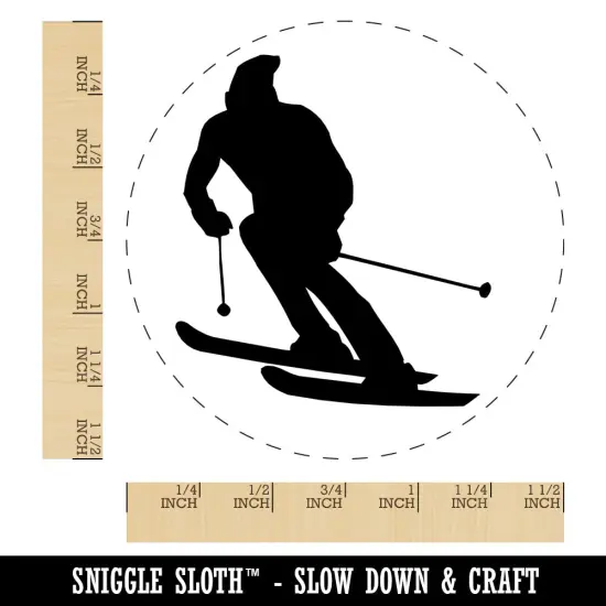 Skiing Skier Solid Self-Inking Rubber Stamp for Stamping Crafting Planners Red {1}