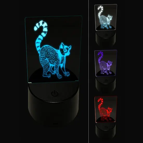 Ring-Tailed Lemur 3D Illusion LED Night Light Sign Nightstand Desk Lamp {1}