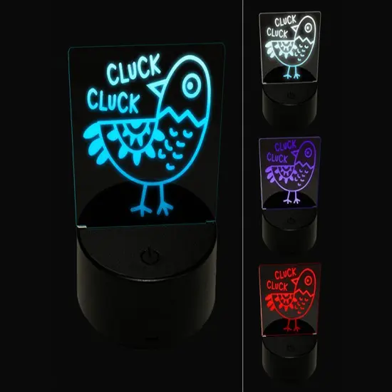 Silly Chicken Doodle Cluck 3D Illusion LED Night Light Sign Nightstand Desk Lamp {1}