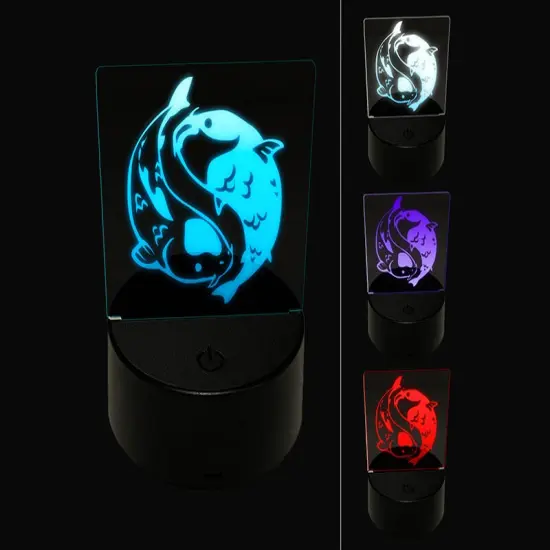 Yin and Yang Koi Fish 3D Illusion LED Night Light Sign Nightstand Desk Lamp {1}