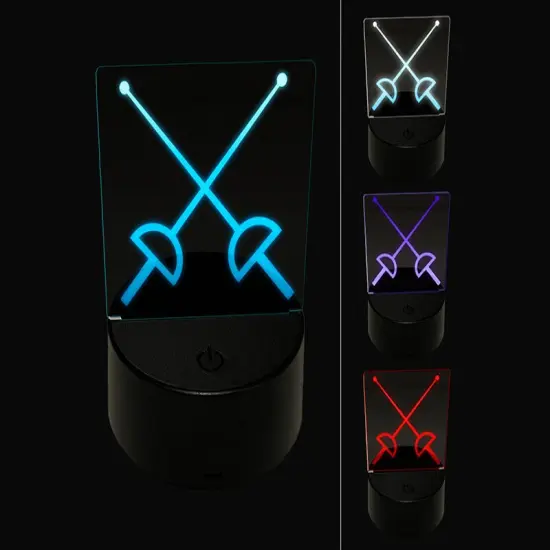 Crossed Fencing Swords Foil 3D Illusion LED Night Light Sign Nightstand Desk Lamp {1}