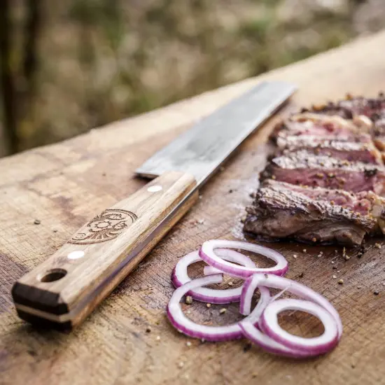 Petromax Hand Sharpened Chef's Knife, Stainless Steel Blade with Hardwood Handle, Knives for Home and Camping {7}