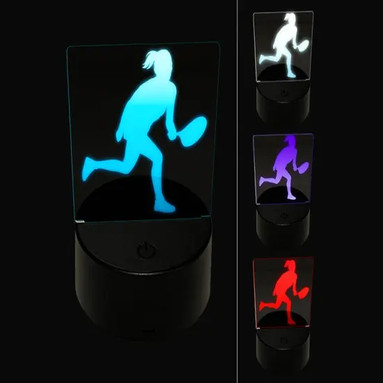 Woman Tennis Player Sports 3D Illusion LED Night Light Sign Nightstand Desk Lamp {1}