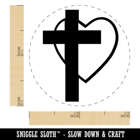 Cross and Heart Love Christian Self-Inking Rubber Stamp for Stamping Crafting Planners Green {1}